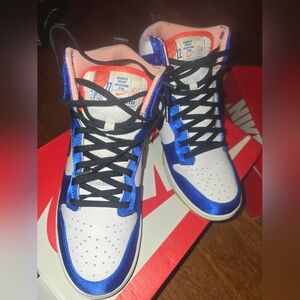 Nike Blue and White High-Top Sneakers